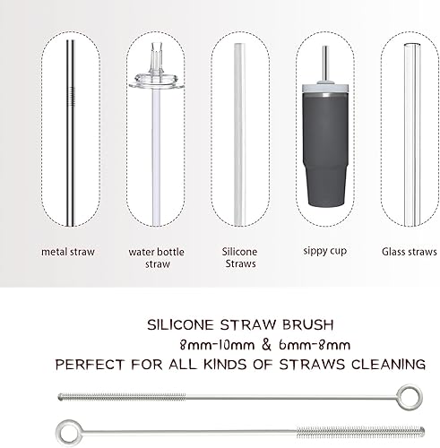 Miniatura 7 de Wqzlyg Juego de cepillo de silicona para biberones y cepillo limpiador de pajitas, cepillos largos para botellas de agua de limpieza completa,