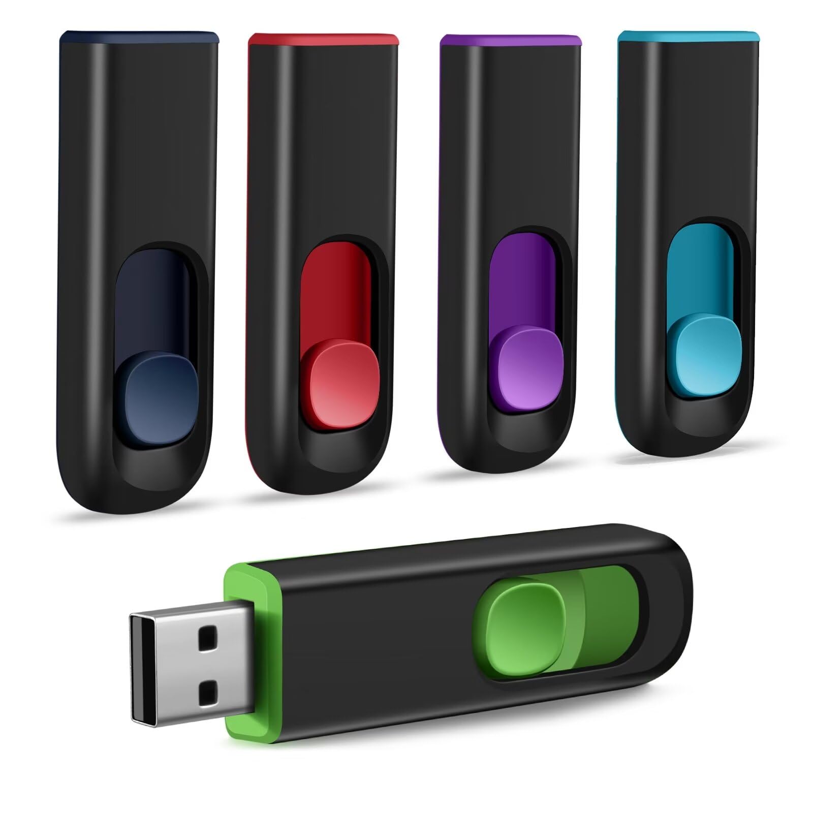 Chiavette 5 Pezzi USB 8GB Pendrive, MAKACTUA USB 2.0 USB Unità Flash 32 Giga Memoria USB Stick con Design Retrattile per Laptop