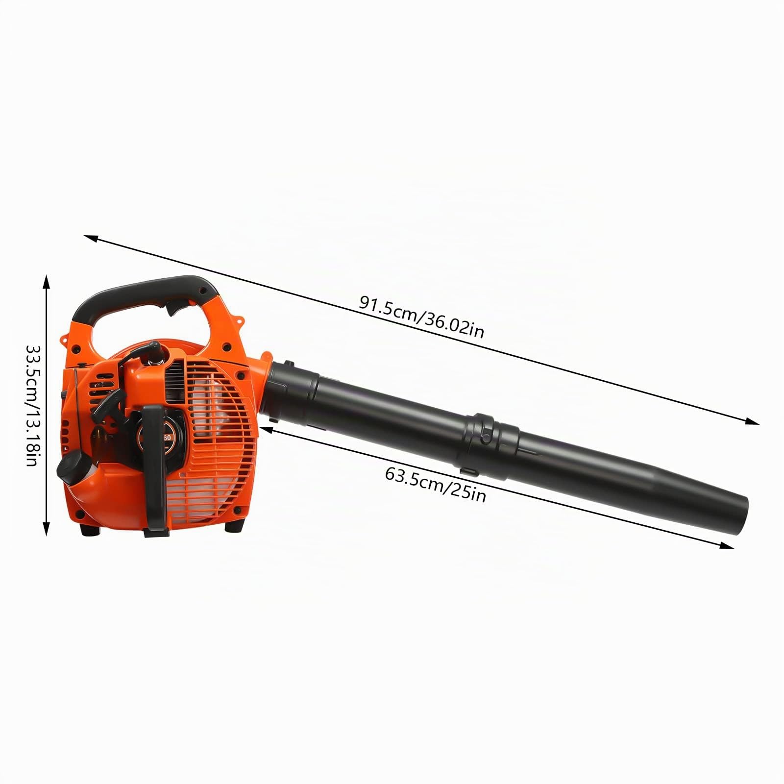 Soffiatore per foglie, 7500 W, aspiratore a benzina, 25,4 CC, 2 tempi, 7000 giri/min, con tubi di soffiaggio e sacco di raccolta, capacità del serbatoio del carburante da 1,2 l, soffiatore a foglia di