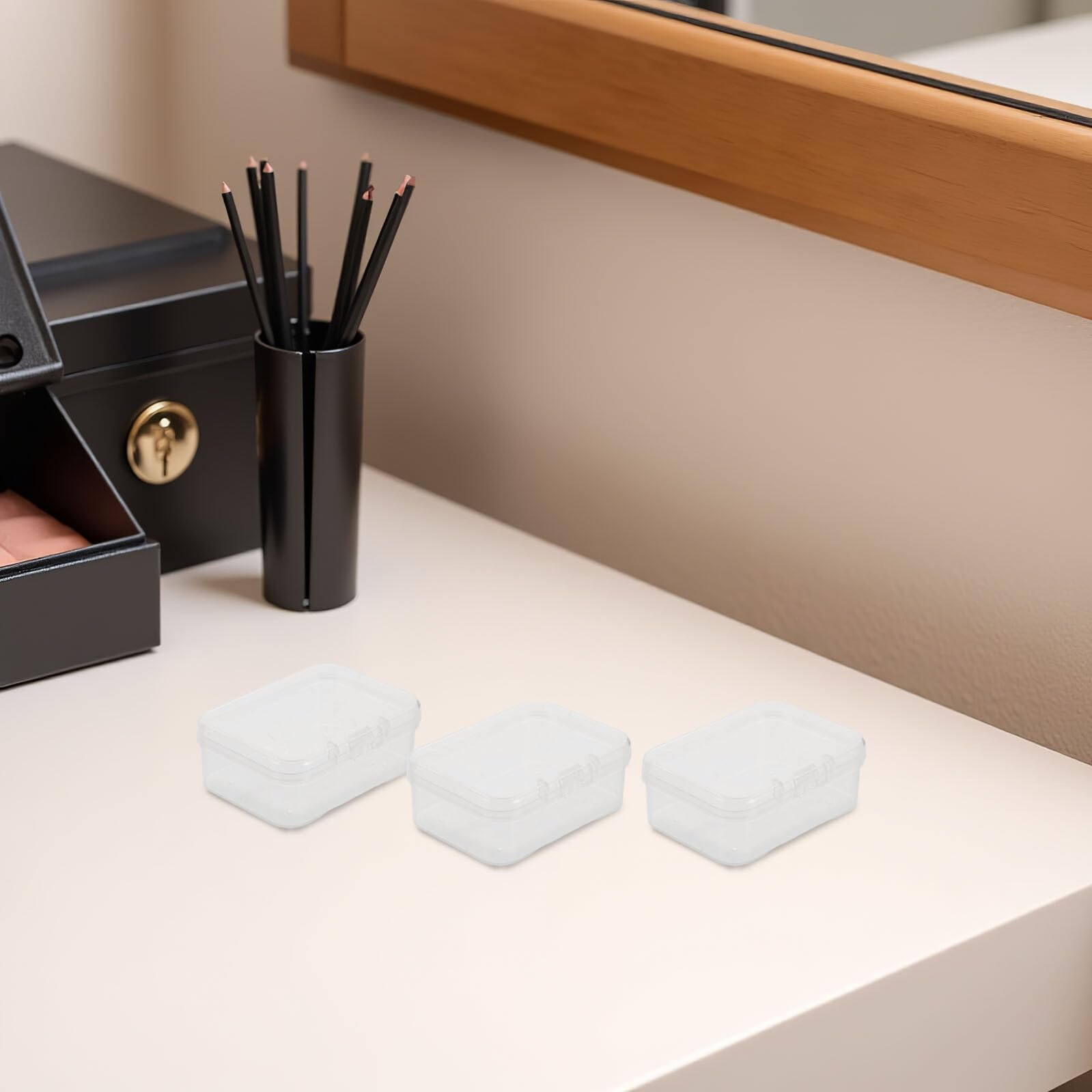 Cabilock 100stücke Kunststoffbox mit Deckel Klein Rechteckige Transparente Aufbewahrungsbox für Perlen und Bastelmaterialien Organizer Behälter aus Plastik mit Deckel
