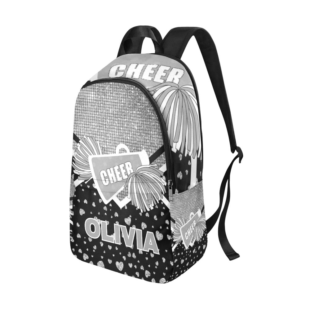 CUXWEOT Personalized Cheer Cheerleader Grey Print Backpack with Name Custom Travel Daypack Bag for Man Woman Gifts