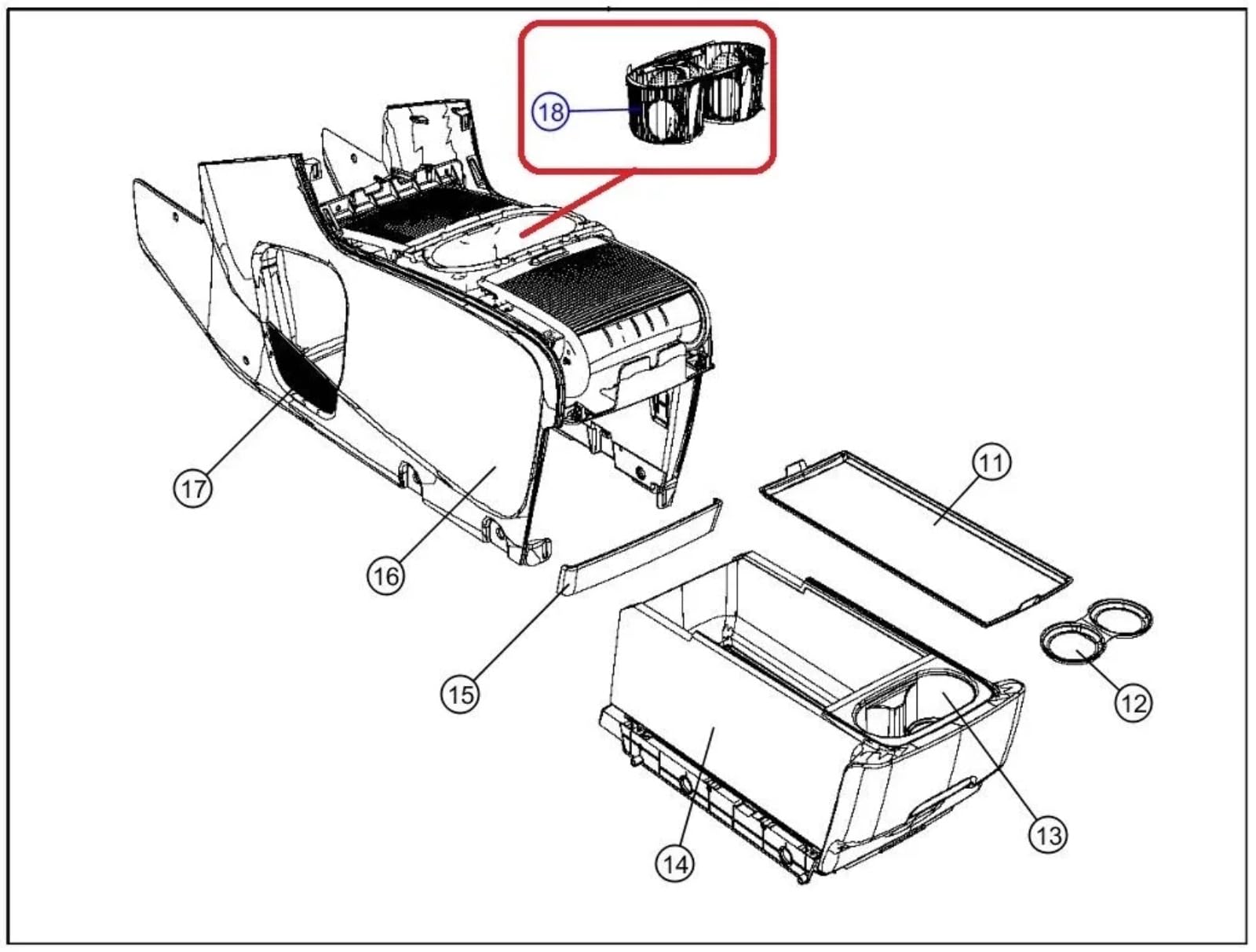 Portabevande Per Auto Custodia Portaoggetti Per Portabicchieri Per Console Centrale Anteriore 1WV70DX9AA Compatibile Con Chrysler Per Town Per Country 2011-2016