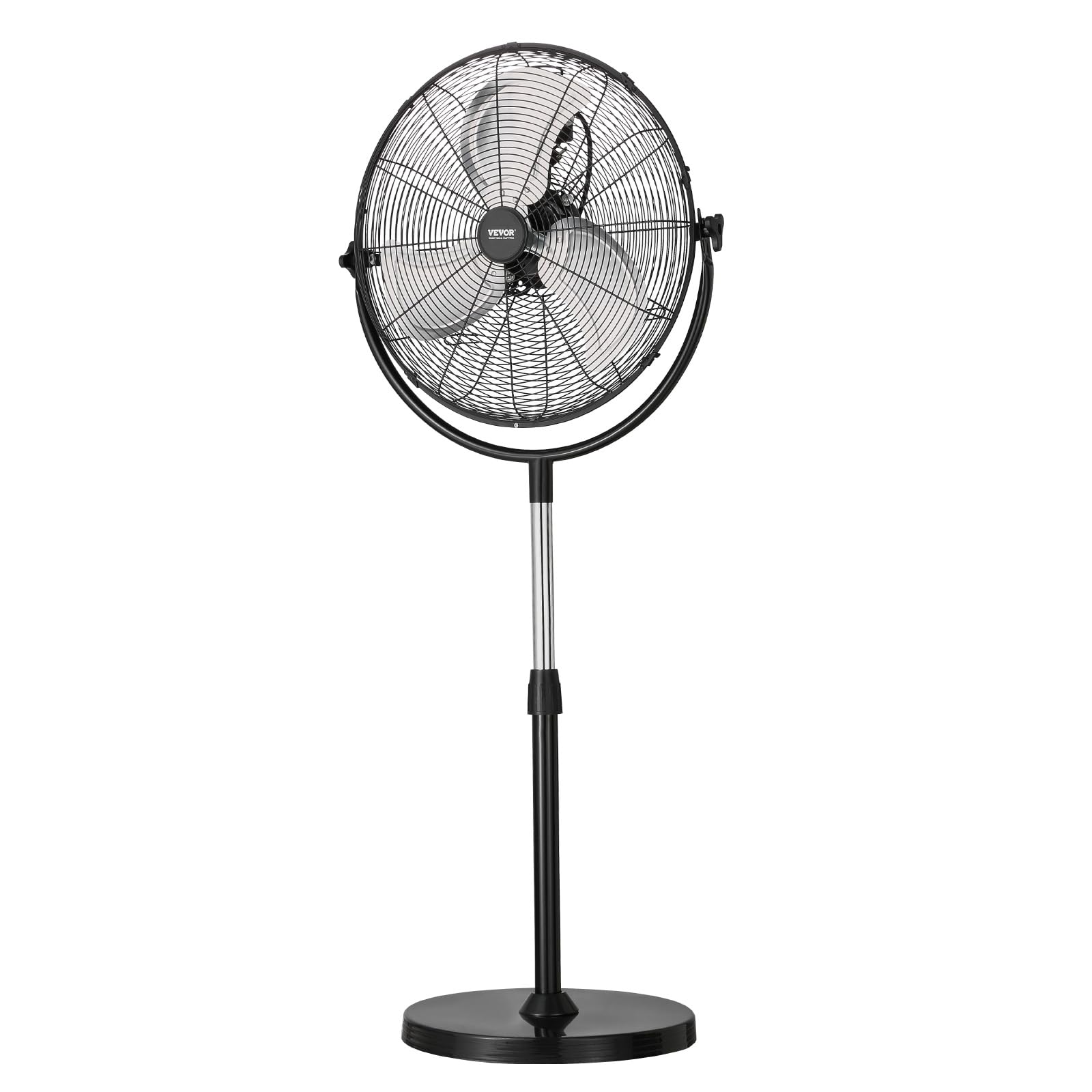 VEVOR Przemysłowy wentylator stojący, 560 mm, z regulacją wysokości 115-147 cm, wentylator podłogowy z 3 regulowanymi prędkościami, do salonu, domu, biura, czarny