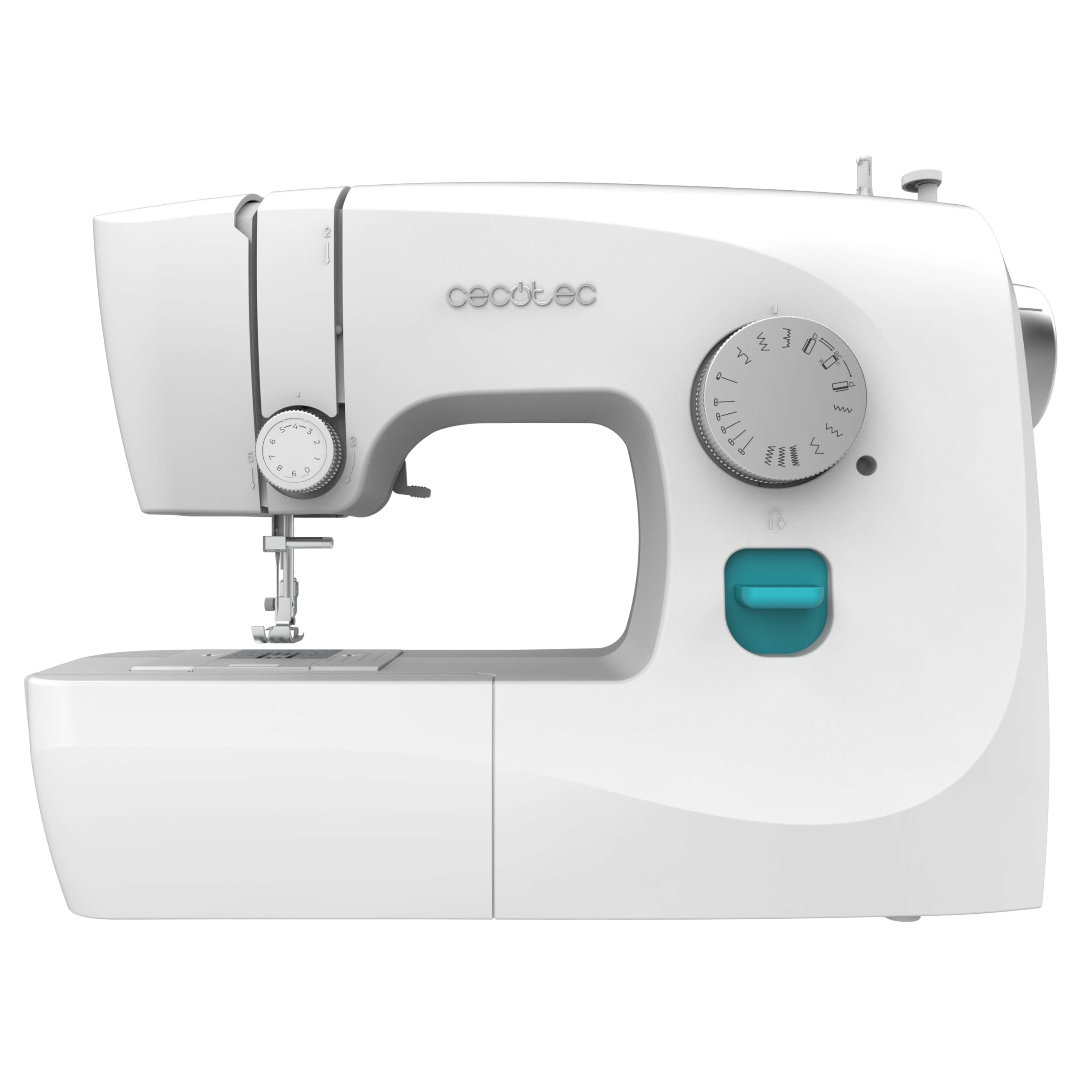 Cecotec Macchina da Cucire 15 Punti BelleCouture 1500. Asola Manuale in 4 Tempi, Regolatore di Asola, Tensione del Filo Regolabile e Kit di Accessori, Compatta e Portatile