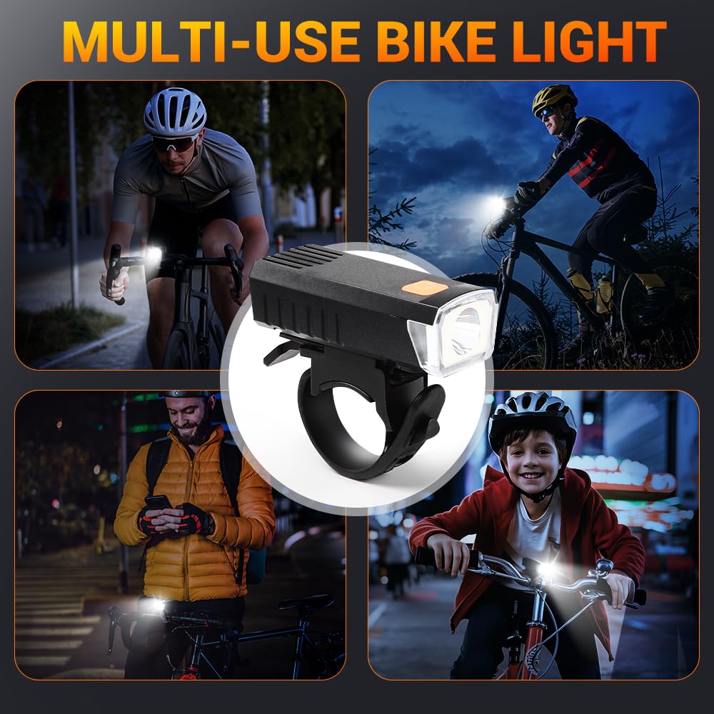 VICTGOAL Cycle Light Type-C Rechargeable Front Light for Cycle Waterproof High Bright Anti-Glare Bicycle Light with 3 Lighting Modes for Night Riding (Black) 4