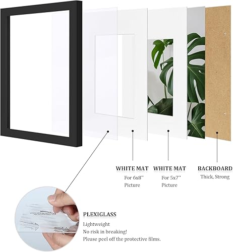 Vista 412 de Egofine Portarretratos de 9 x 12 pulgadas hecho de madera maciza con plexiglás, fotos de 5 x 7/6 x 8 con paspartú o de 9 x 12 pulgadas sin paspartú