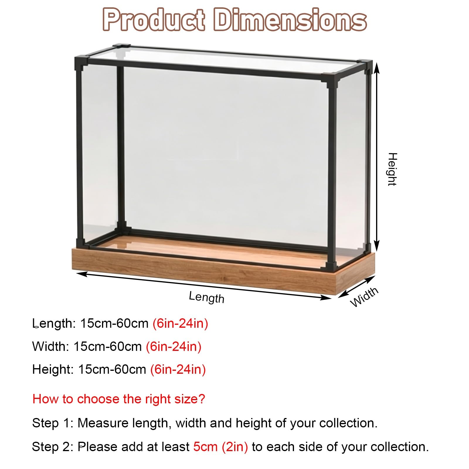Teca Plexiglass Vetrina in Acrilico Trasparente per Oggetti da Collezione, Scatola di Presentazione Trasparente per Contenitori di Stoccaggio per Esposizioni(60x40x40cm/24x16x16in)