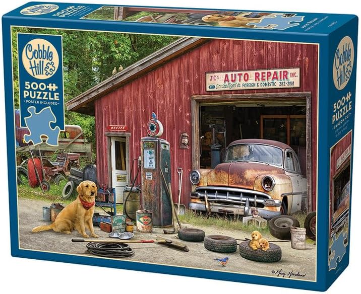 Cobble Hill 500 Piece Puzzle - Auto Repair - Sample Poster Included