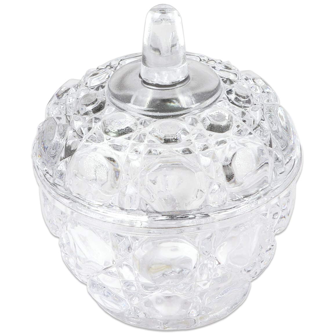 Fuji Premium Crystal Apple Shaped Glass Dappen Dish Holder with Lid Or Small Accessories Jewelry Holder. Design Unique & Best For Gift.