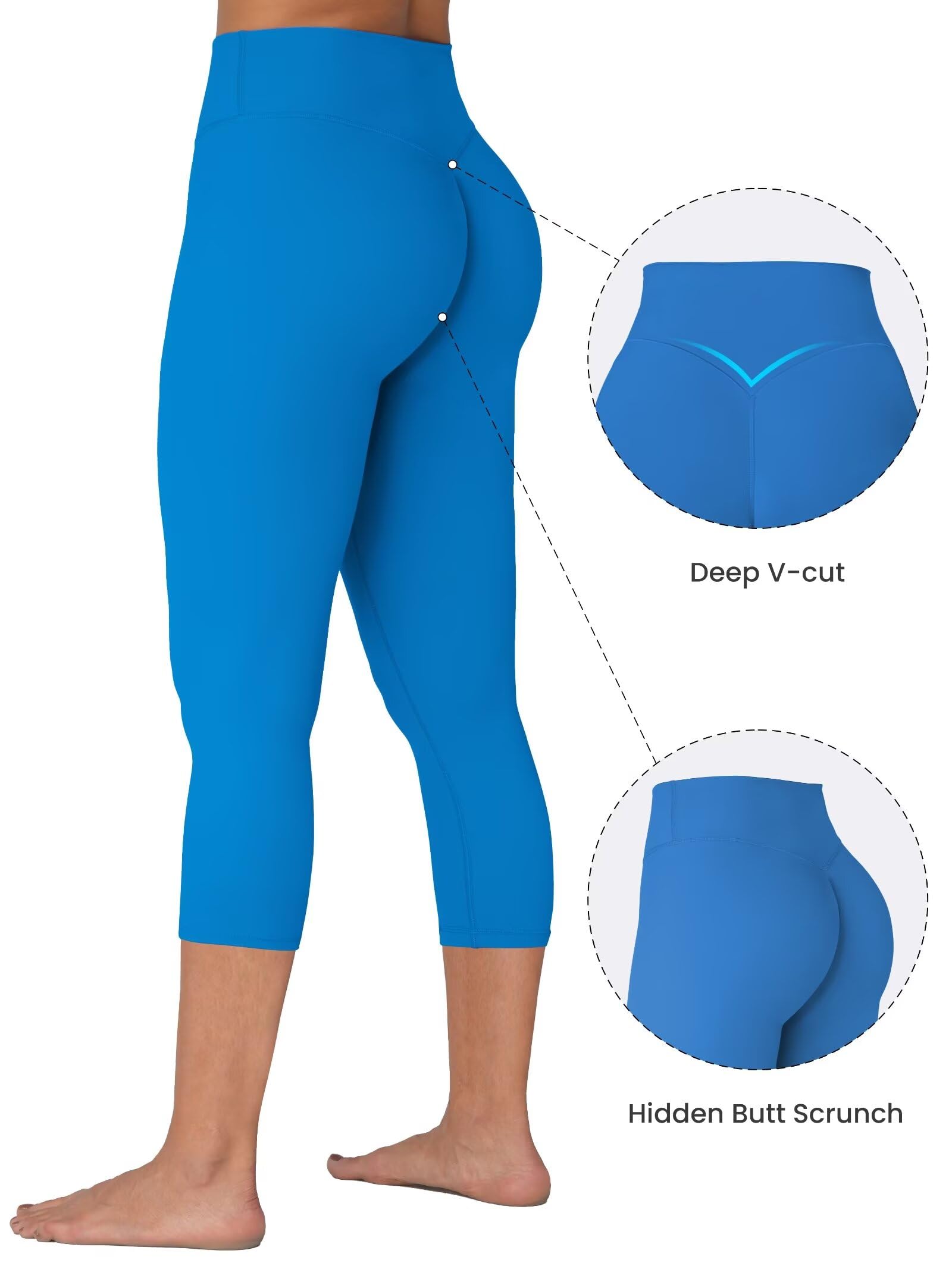 Sunzel Sunzfly - Leggings Capri con Trasero Oculto, Cintura Alta, Suaves, recortados, para Entrenamiento, Gimnasio, Yoga, con Control de Abdomen, Azul clásico, Small