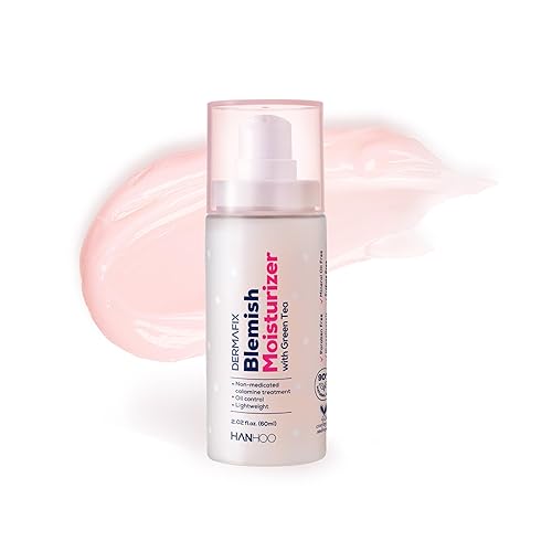 Hanhoo Dermafix - Hidratante antimanchas, 2.02 onzas líquidas, con calamina, té verde y aloe, hidratante facial diario ligero, para piel grasa,