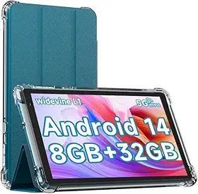 IWEGGO Tablet Android 14 com capa, 7 polegadas, 8 GB de RAM + 32 GB de ROM/computador expansível de 1 TB, tablets com câmera de 5 MP, processador quad-core de 1,6 GHz, bateria de 3000 mAH, tablet PC