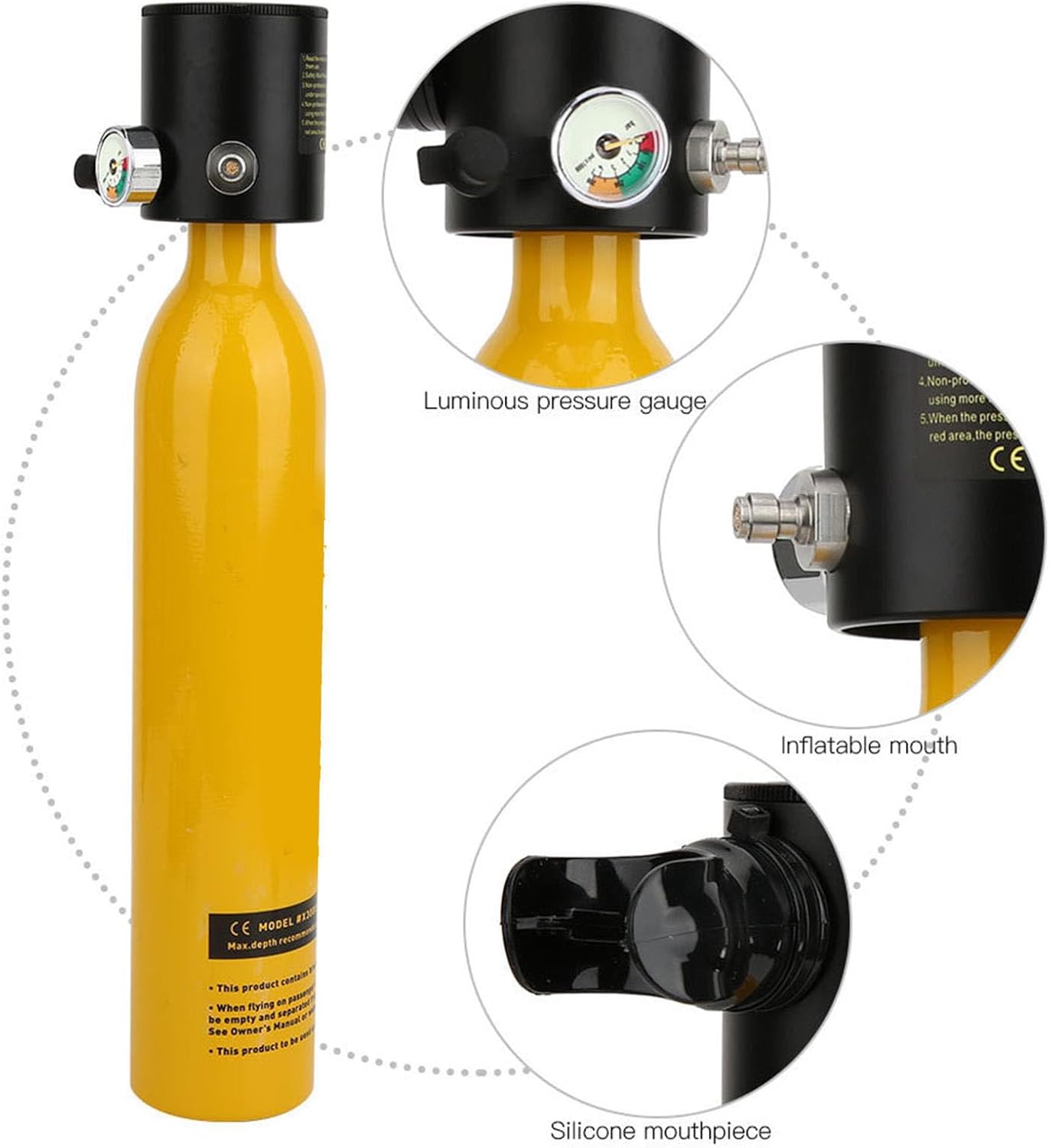500ML Mini Tank Dive Scuba, 5-10 Minutes Underwater Breath Device Portable Diving Cylinder Oxygen Tank Kits,Portable Dive Equipment Suit