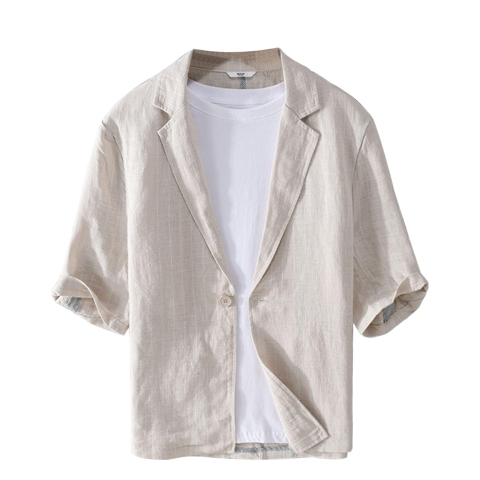 Generico Camicia Uomo Manica Corta Tinta Unita con Bottoni, Casual Estiva Slim Fit, Morbida e Traspirante per Estate Primavera