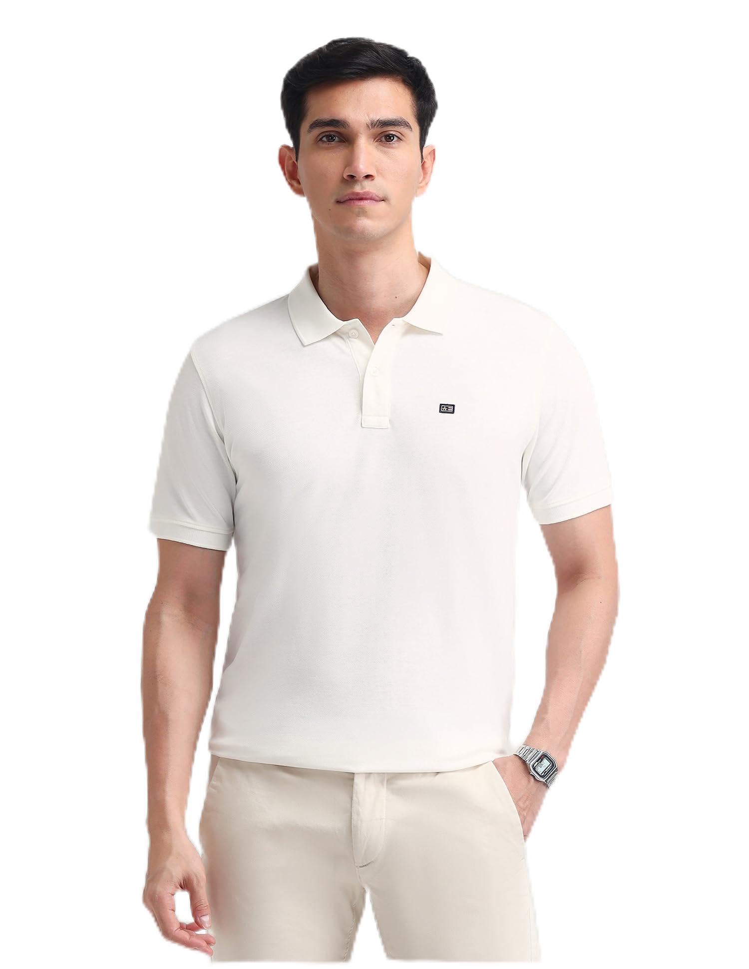 Men's Solid Regular Fit Polo T-Shirt