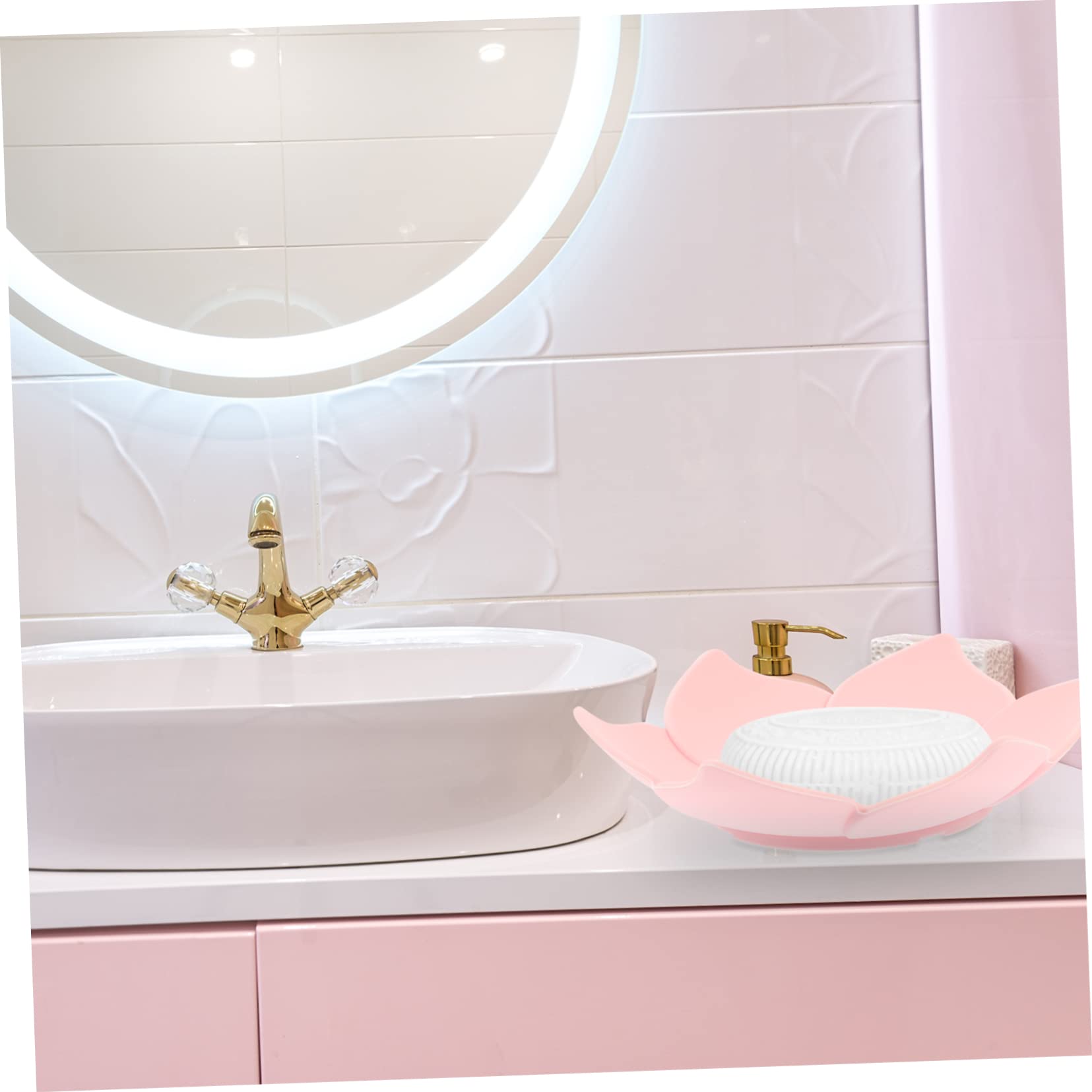 Jabonera de silicona con diseño de flores, 2 piezas, con drenaje en forma de flor para almacenamiento de baño y cocina, diseño versátil y práctico 9