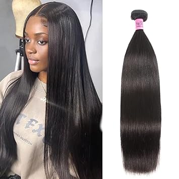 UNice Hair Icenu Series 8A Brazilian Straight Virgin Hair 1 Bundle Unprocessed Human Hair Extensions Weave Natural Color (22, #1B color)