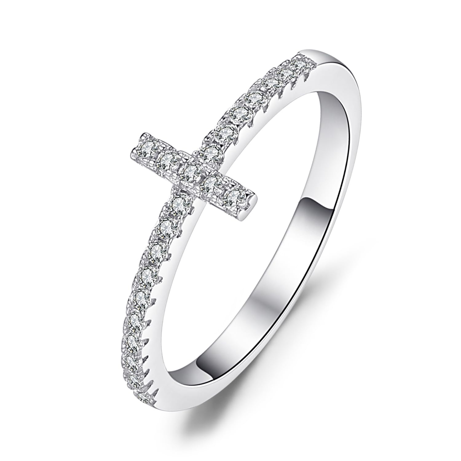 JewelryPalace 14k White Yellow Rose Gold Plated 925 Sterling Silver Rings for Women, Cubic Zirconia Promise Rings for Her, Stackable Wedding Bands Rings for Women Infinity Forever Love Knot Ring