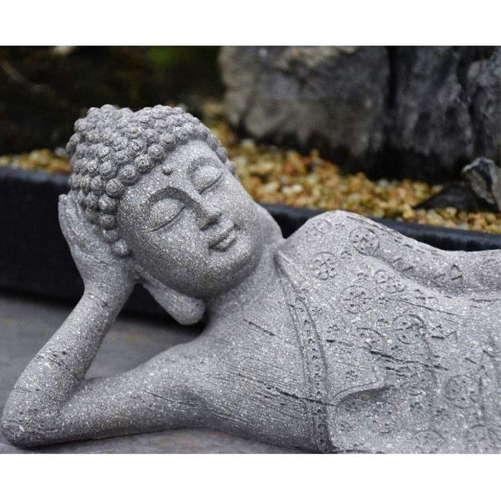 wgd Foxi 1pcs Sitzen/Reclining Buddha-Statue, Harz-Buddha-Statue Zen Crafts Ornamente, Simulation Micro Landschaft Dekoration for Hof/Garten/Aquarium/Aquarium (Color : Reclining Buddha)