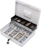 Vista 13 de xydled – Caja de efectivo con bandeja de dinero y cerradura de llave, escalonada, 4 espacios para billetes/5 ranuras para monedas, 11.8" x 9.5" x