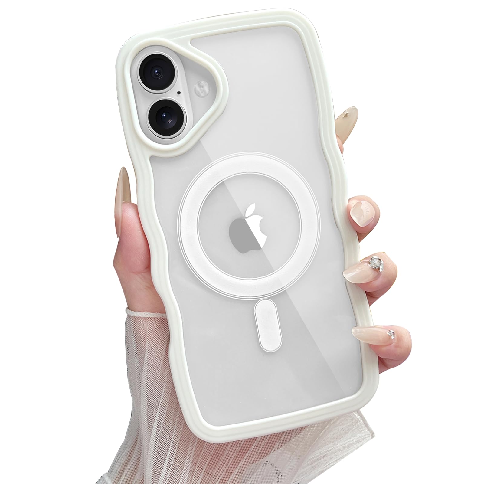 Yeddabox Compatible for iPhone 16 Plus Case Magsafe, Wave Phone Case Cute Water Ripple Candy Colors Frame Shockproof for iPhone 16 Plus Phone Case for