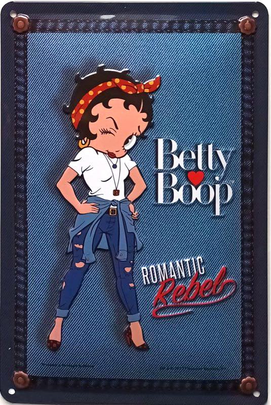 I&S/Les collections rétro Tłoczona metalowa tabliczka 30x20 cm Betty Boop Betty Boop Jean Oficjalnie licencjonowany i/lub ekskluzywny design