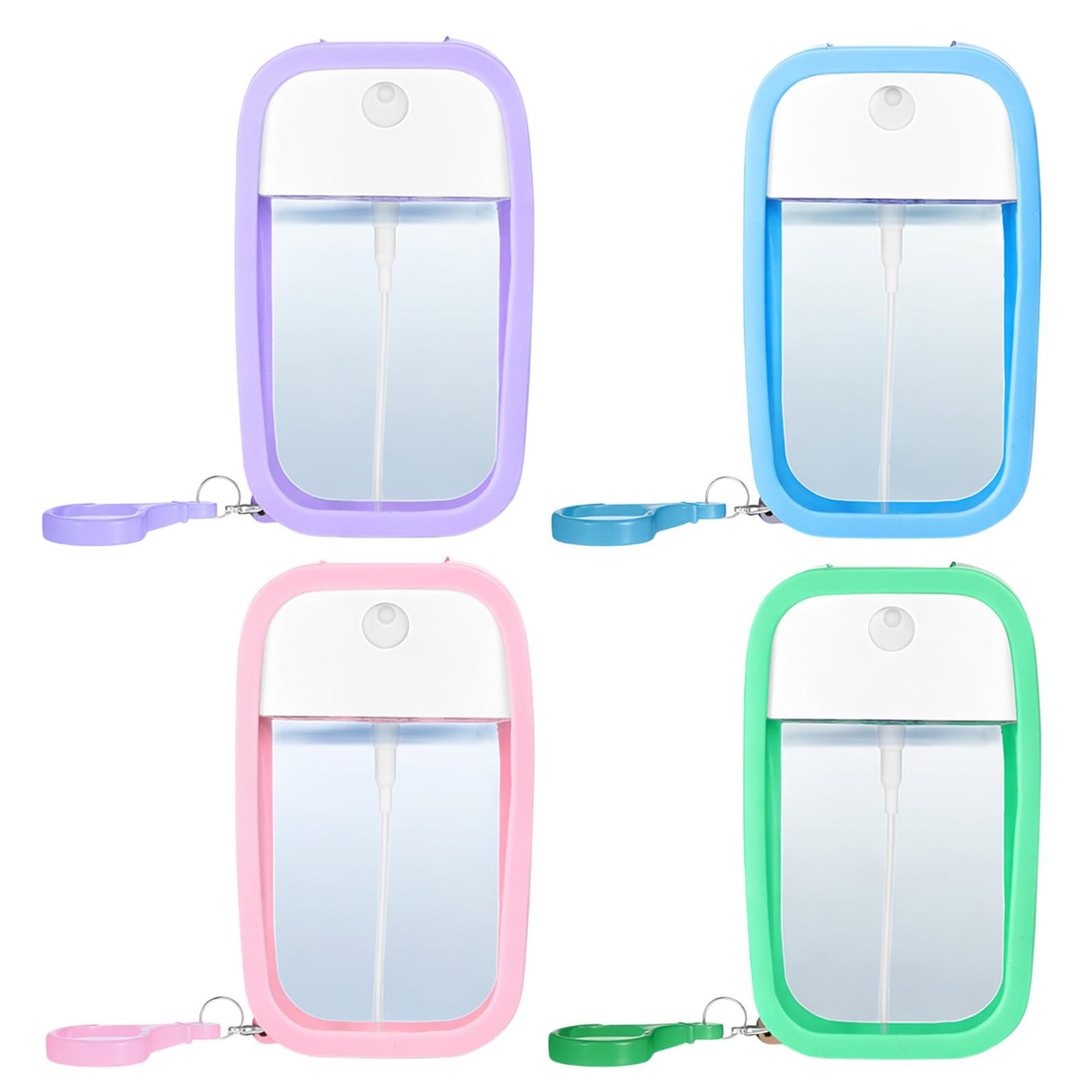 KinetiCore 4PCS Reusable 45ml Card Spray Bottle – Portable Moisturising Sprayer, Card Design Empty Bottles with Hook & Keychain, Refillable Atomiser for Hand Sanitiser, Fragrance, Cosmetic Mist