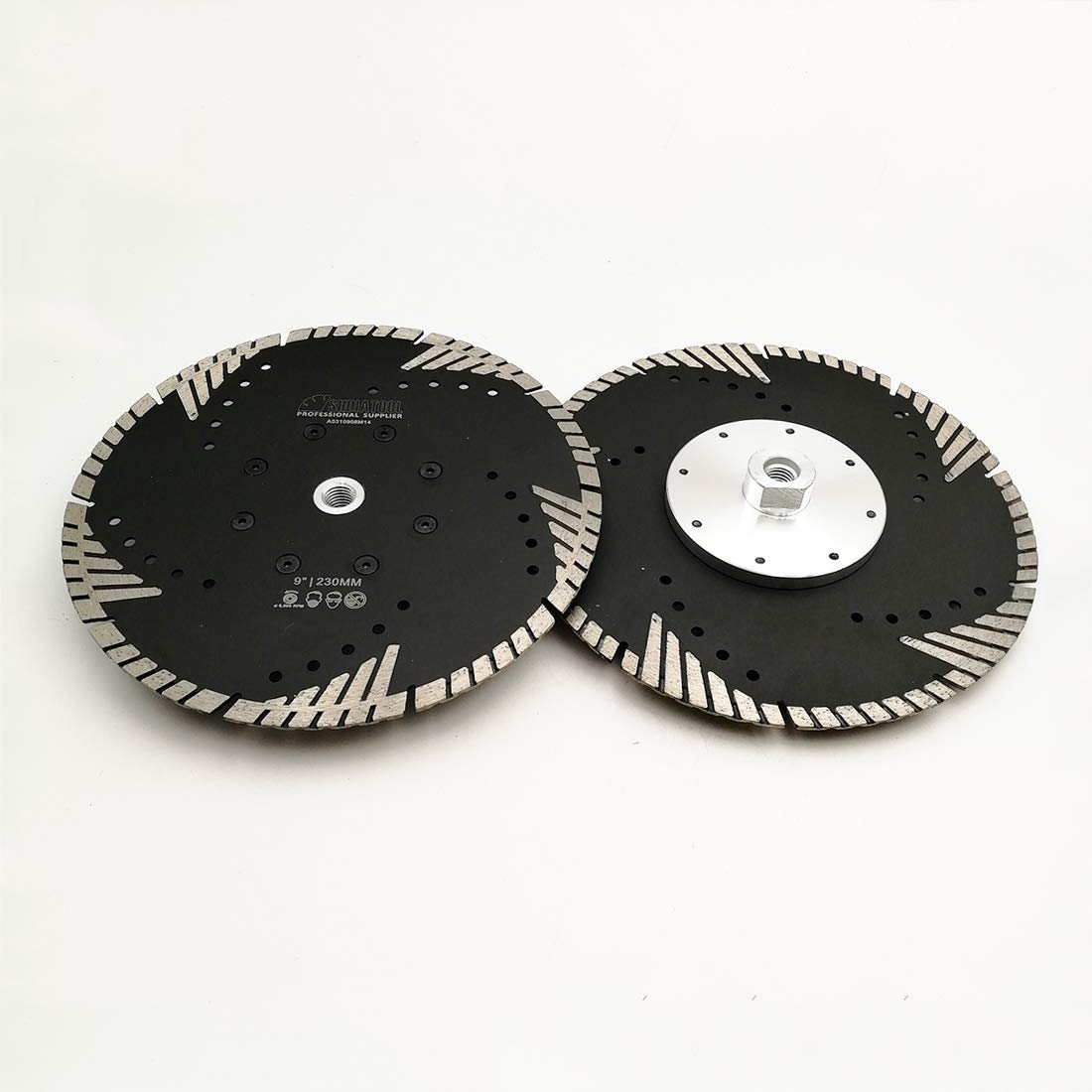 SHDIATOOL Disco de Corte de Diamante 2 Piezas 230mm x M14 Hoja de Sierra con Turbo Slant Protection Dientes para Ladrillo Azulejos Cerámica Mármol Granito