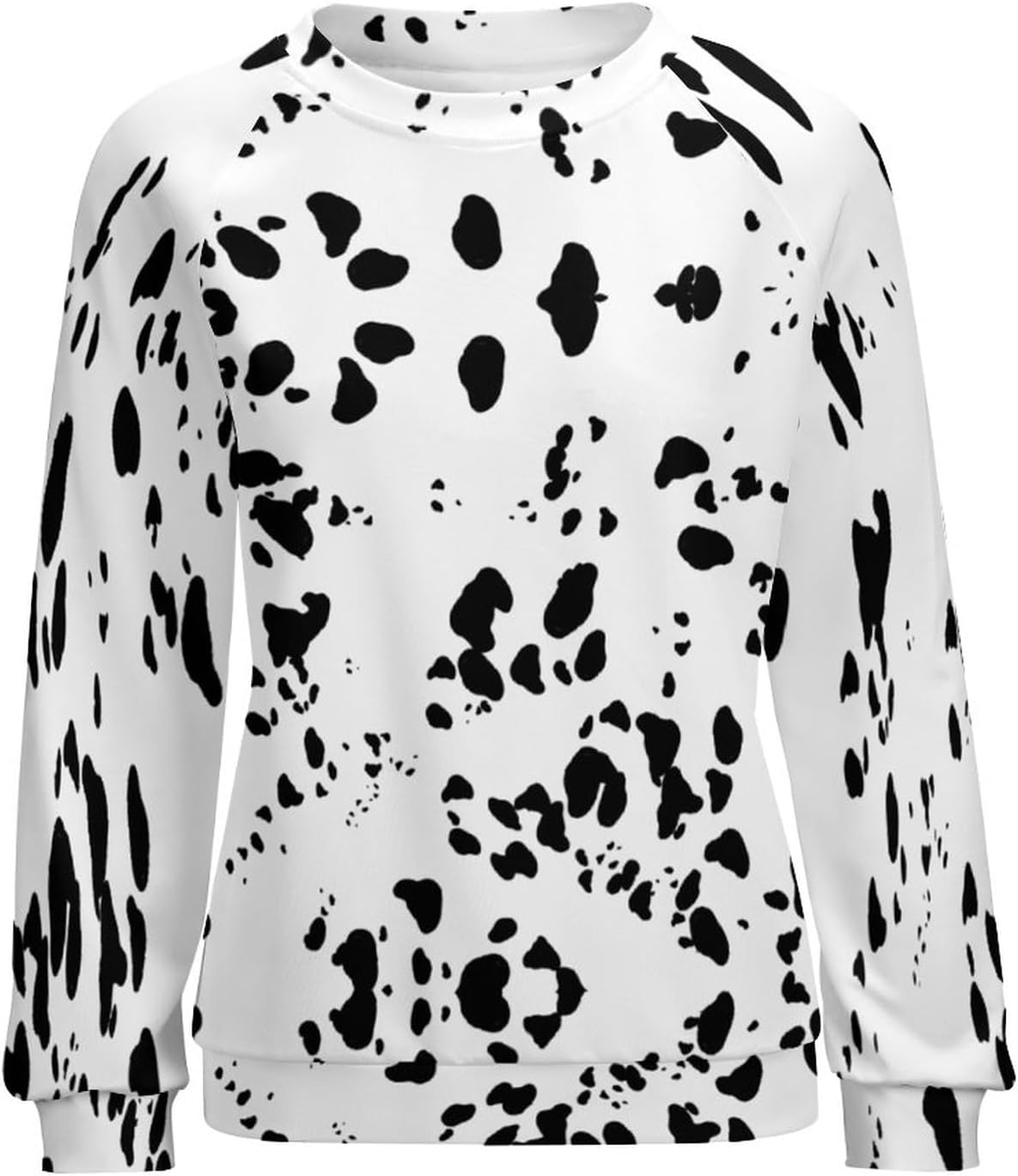 Dalmatian Print T-Shirts Casual Cute Pullover Top Long Sleeve Crew Neck Sweatshirt - Image 4