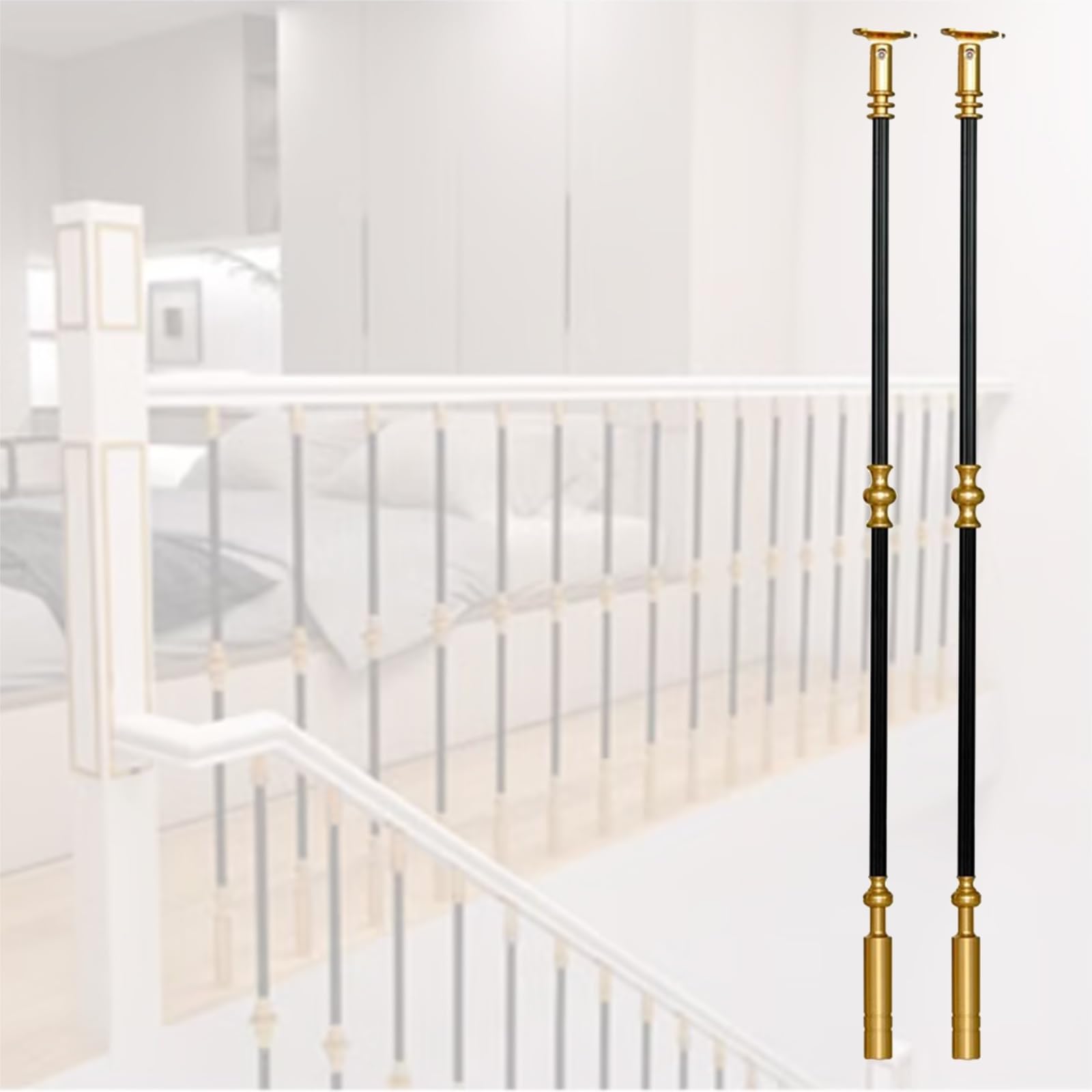 Poteau de rampe d'escalier 95cm style B avec supports plats et vis, lot de 2