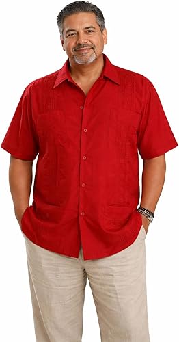 Guytalk Camisas de boda cubanas clásicas bordadas Guayabera para hombre (22 colores, S-4XL)