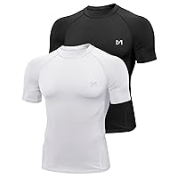 MEETYOO Maglietta Compressione Uomo, Maglie Maniche Lunghe/Corta T Shirt Sportiva
