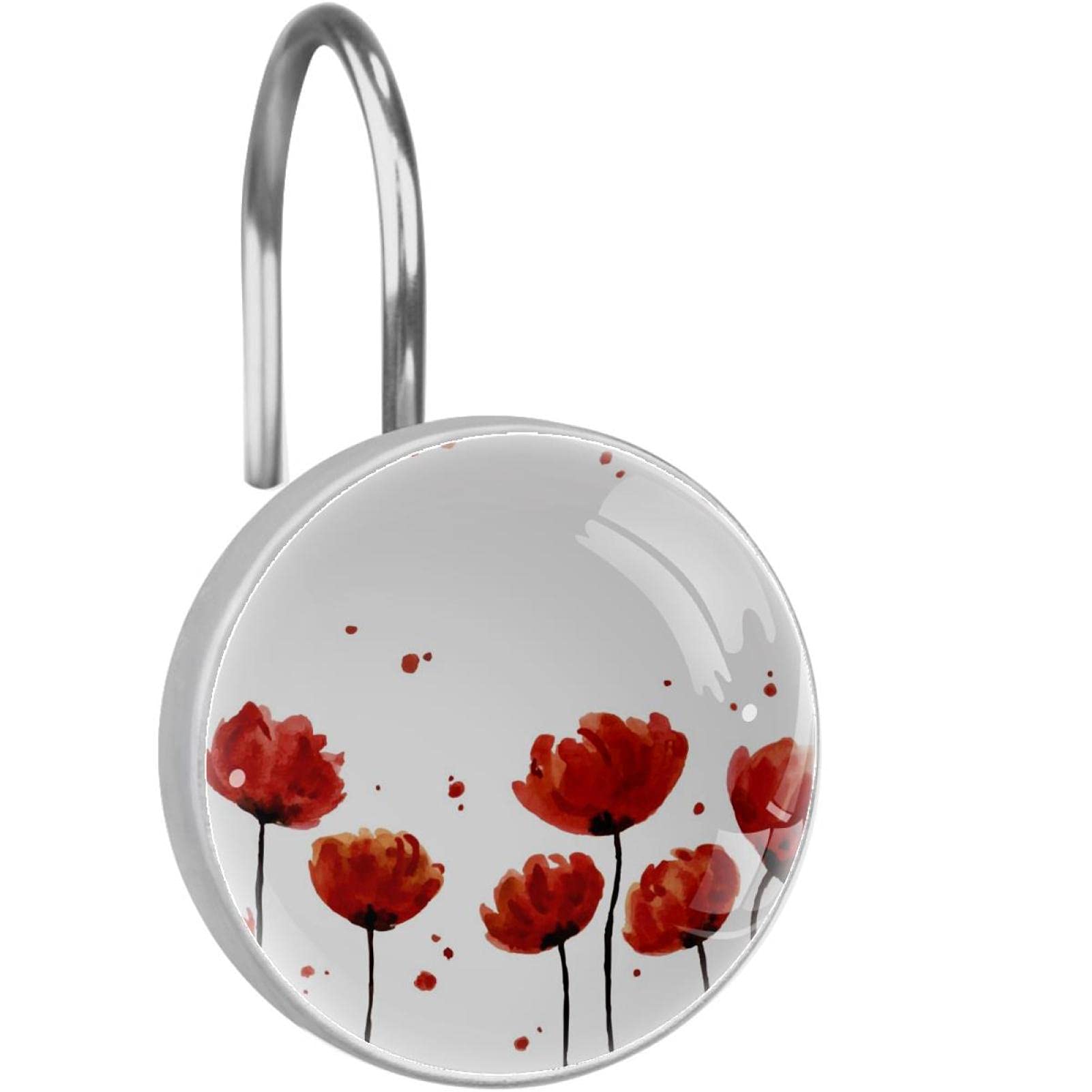 Anneaux de rideau de douche inox blanc x12 pour salle de bain