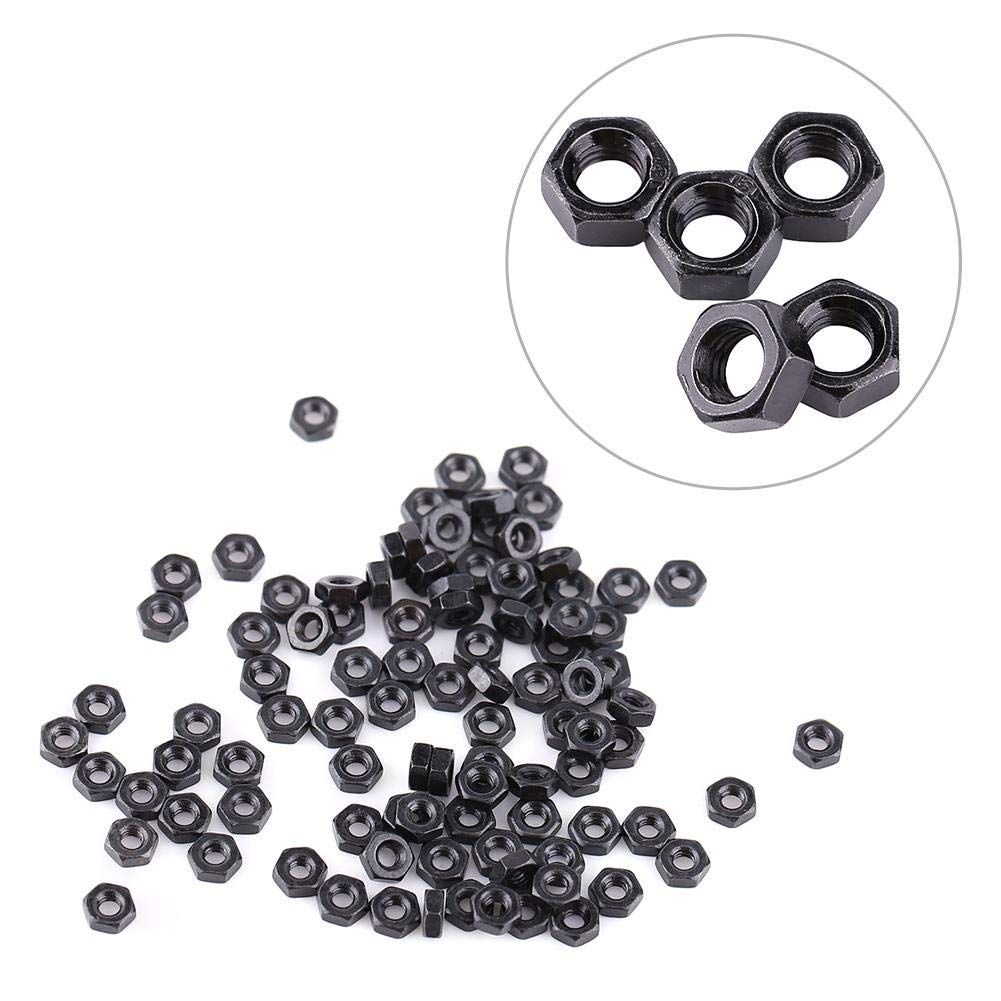 Dadi M4, 100 Pezzi M2-M5 DIN934 Elementi di Fissaggio a Dado Esagonale in Acciaio Al Carbonio Zincato Dadi Metrici Dado Filettato Nero per La Casa e Ufficio(M4)