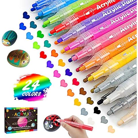 YITHINC Acrylic Paint Pens,24 Colors Paint Pens Marker Pens for Rock Painting,Glass,Porcelain,Pebbles,Wood,Canvas,DIY Mug,Gifts for Teenage Girls,Gifts for Kids Cover
