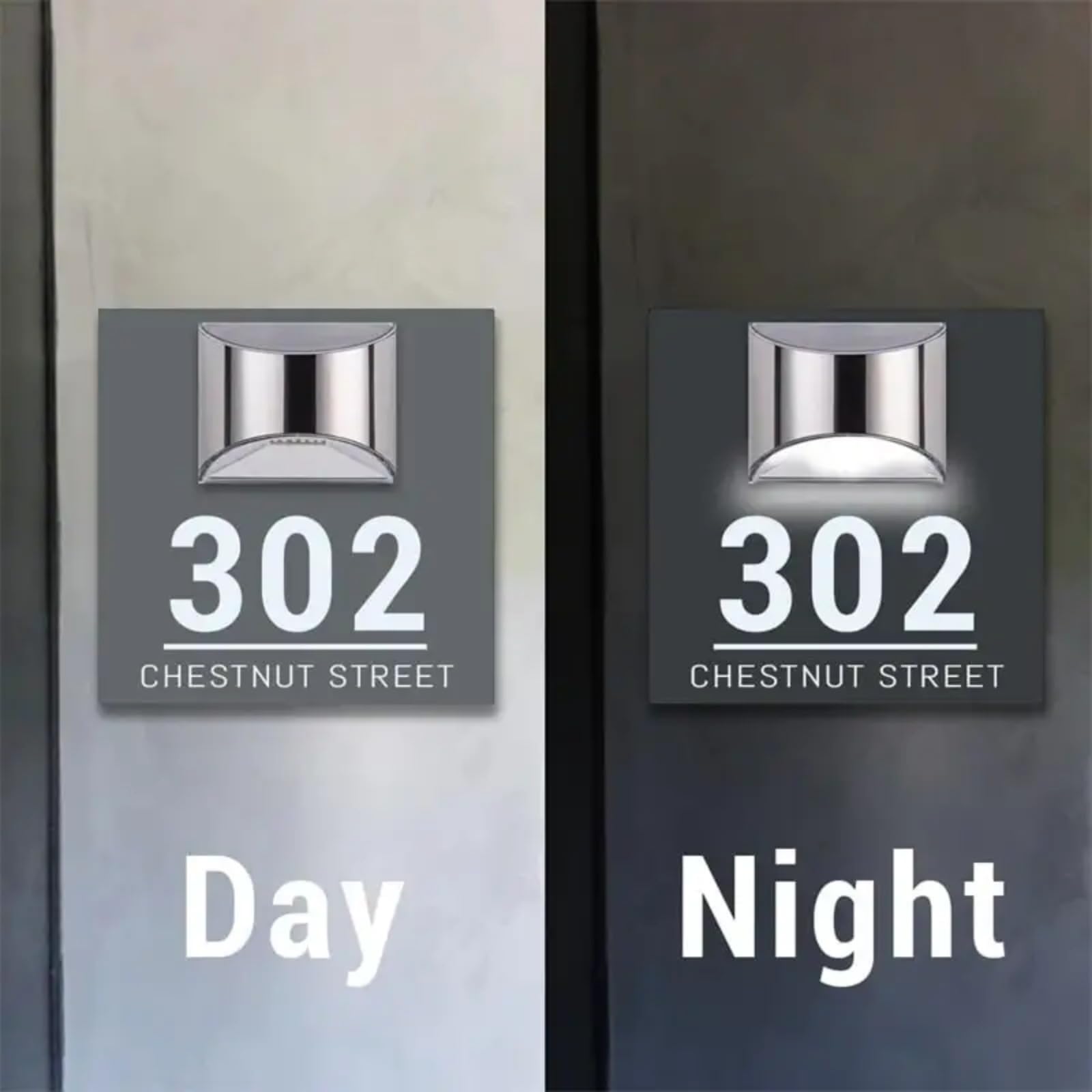 Personalised Aluminium House Sign With Solar Light Customised With Your House Number And Street Name 160 - View #2