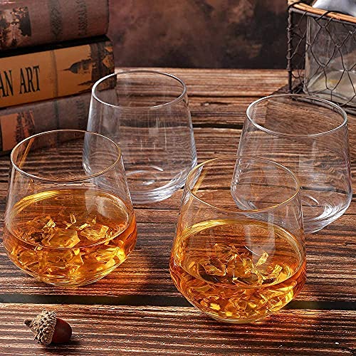 Image of WQR Italian Premium Whiskey Glasses Set of 6 | 370ML Old Fashioned Scotch Glass | Imported Tumblers for Bourbon Wine Cognac Cocktail | Best Gift (6, RV:)