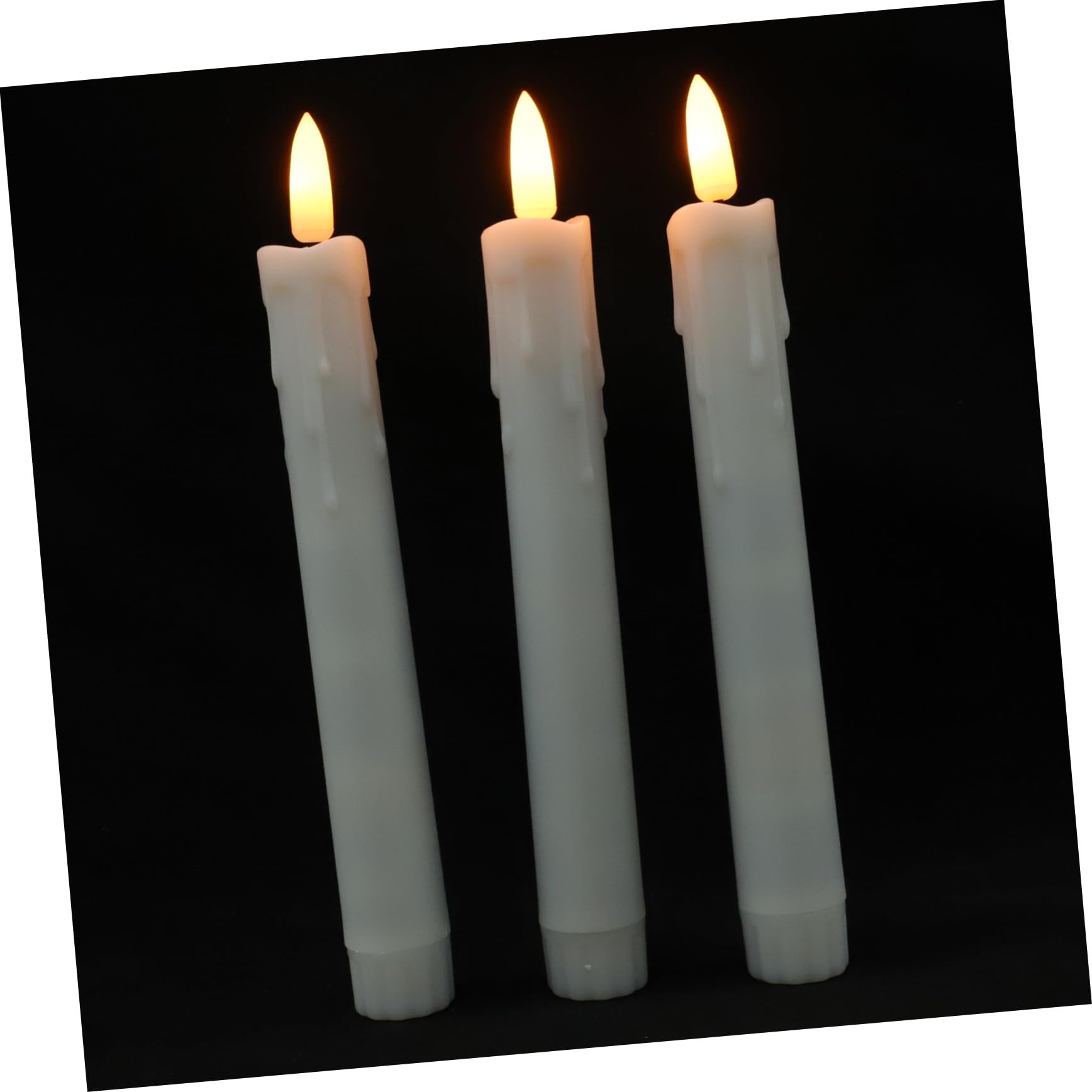 TEHAUX 6 Velas Cónicas a Pilas con Mando a Distancia y Efecto Parpadeante para Ambientación del Hogar en Blanco de Plástico