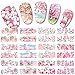 Pegatinas de uñas femeninas 【48 Estilos*2PC 】 Pegatinas Uñas Decorativas al Agua, Calcomanías Uñas Color de la flor de la acuarela , Nail Art Stickers para Mujer Niñas Manicura DIY