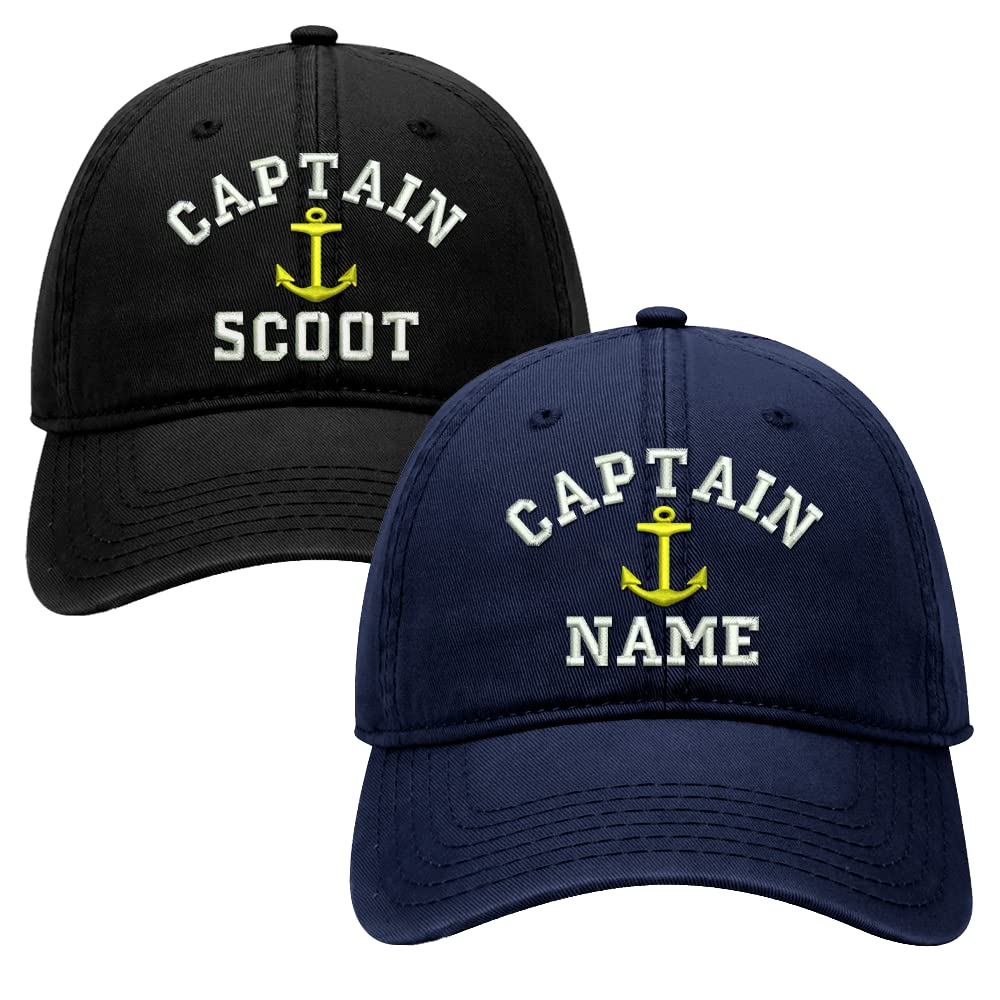 【帽子】Captain Custom Embroidered - Personalized Captain Dad Hat, Add Your Name Baseball Cap Customize, Distressed Baseball Cap, Men hat, Embroidered Men's Hat, Fathers Day Birthday Gifts for Men