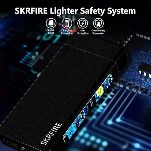Miniatura 4 de SKRFIRE Encendedor eléctrico de llama pulsada a prueba de viento, con arco de llama de plasma, recargable, USB, encendedores multifunción con