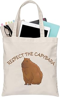 Capybara Tote Bag Cute Capybara Gift Respect The Capybara Canvas Shoulder Bag For Capybara Lover Wildlife Theme Gift