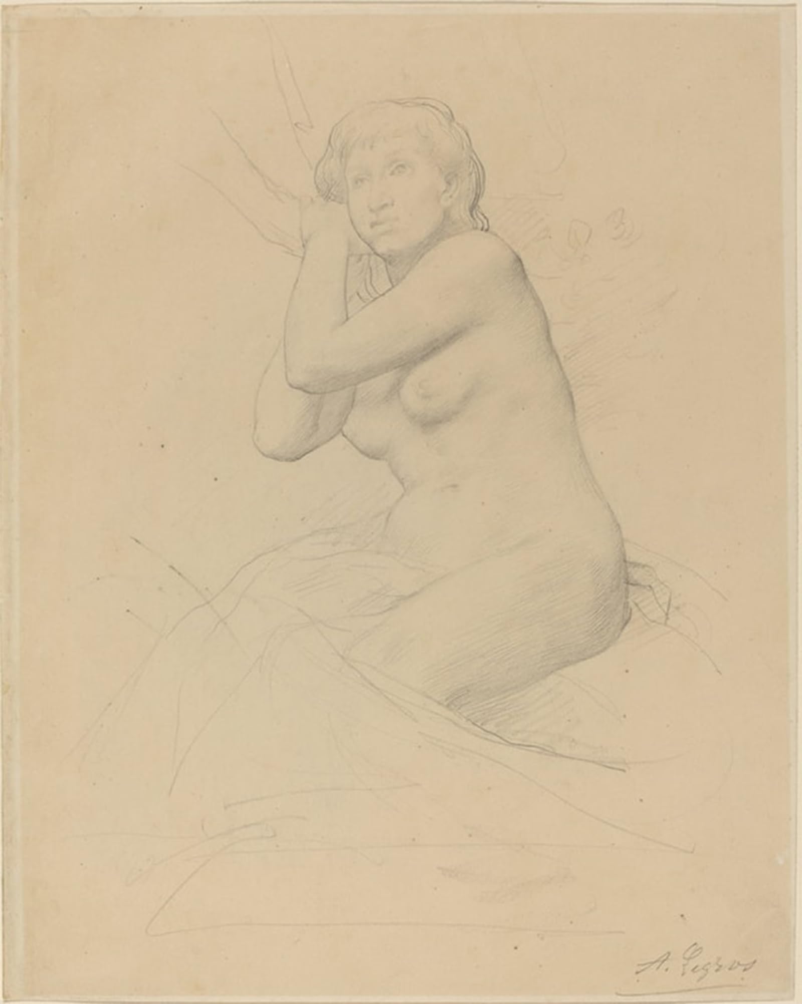 SERENDIPITP Abstract Painting Mural Print Picture Wall Decor Painting Female Seated by Alphonse Legros Vintage Wall Artwork for Home Decor 60x90cm
