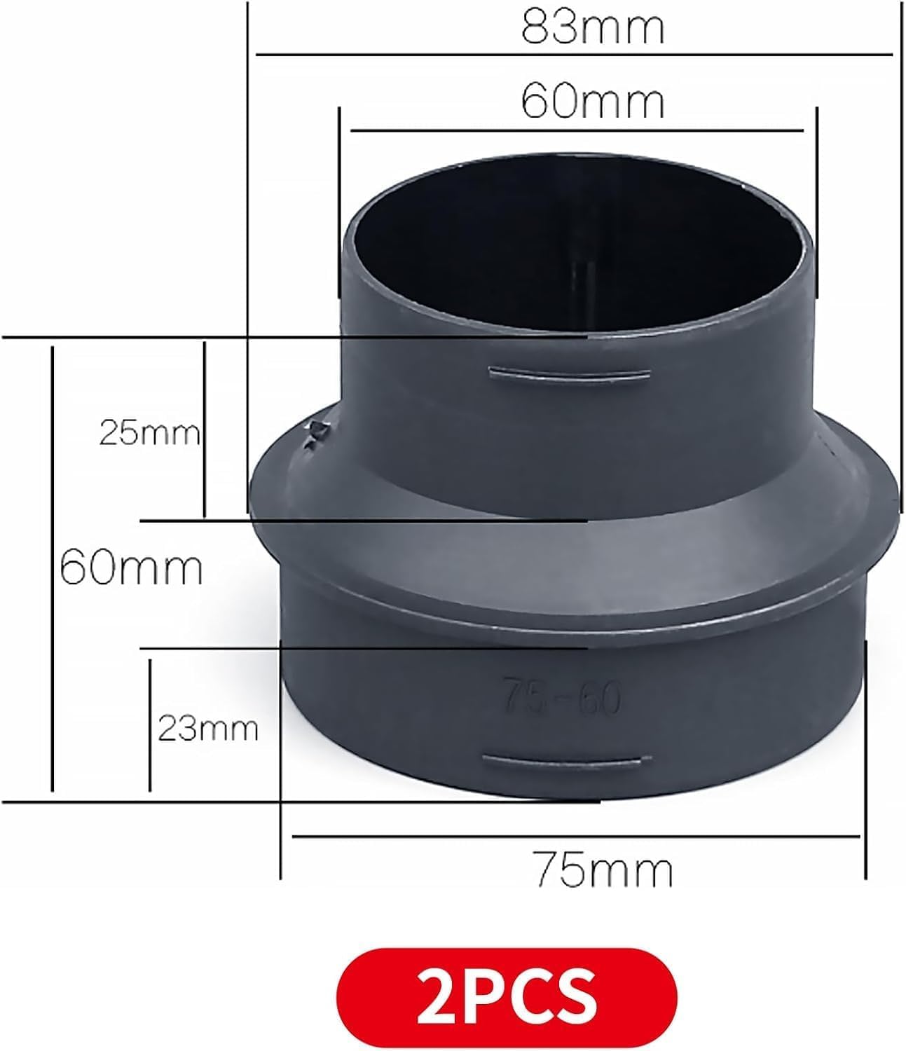 2 łączniki do rury kanału grzewczego, rura adaptera ogrzewania postojowego, rura adaptera do ogrzewania postojowego, 60 do 75 mm