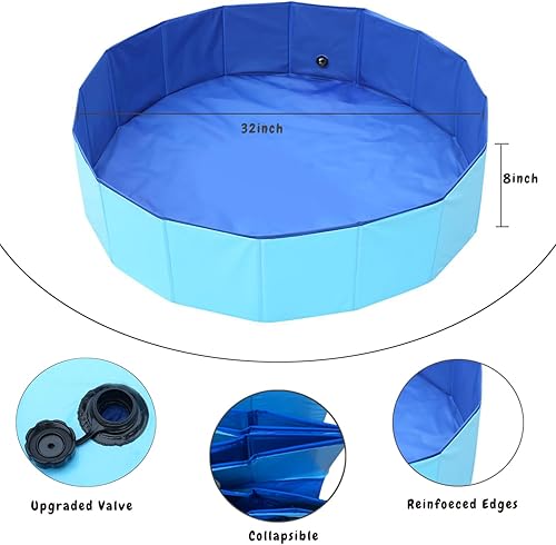 Miniatura 5 de Piscina plegable para perros grandes, piscina portátil y plegable para mascotas, perros y gatos (L-32 x 8 pulgadas)
