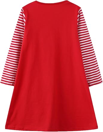 HILEELANG Toddler Girl Christmas Dress Long Sleeve Fall Winter Cotton Casual BasicTunic Shirt Dresses