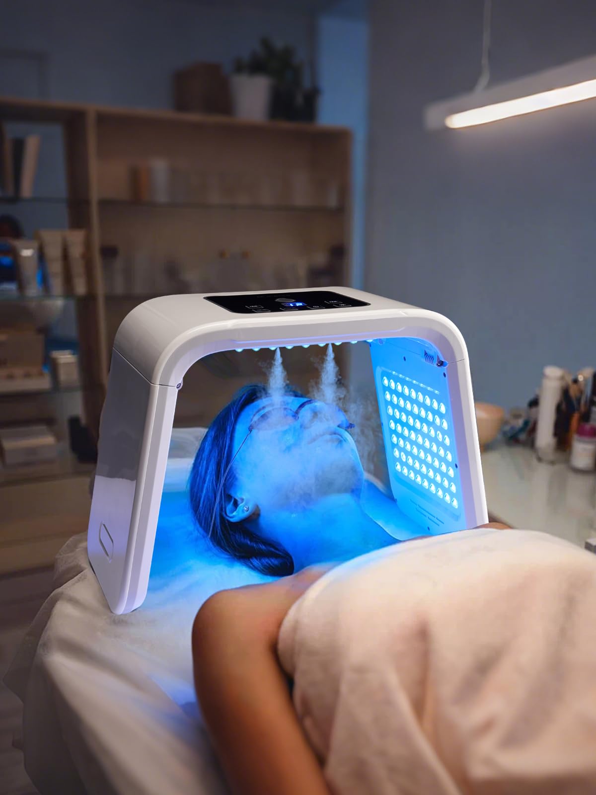 Led Mask Rotlicht Maske Gesicht: YUITONG 7 Arten von Lichtwellen und Zirkulierendes Licht - Sprühfunktion Befeuchtung und Pflege Led Maske Gesicht - 162 LED-Lampen Led Gesichtsmaske Lichttherapie