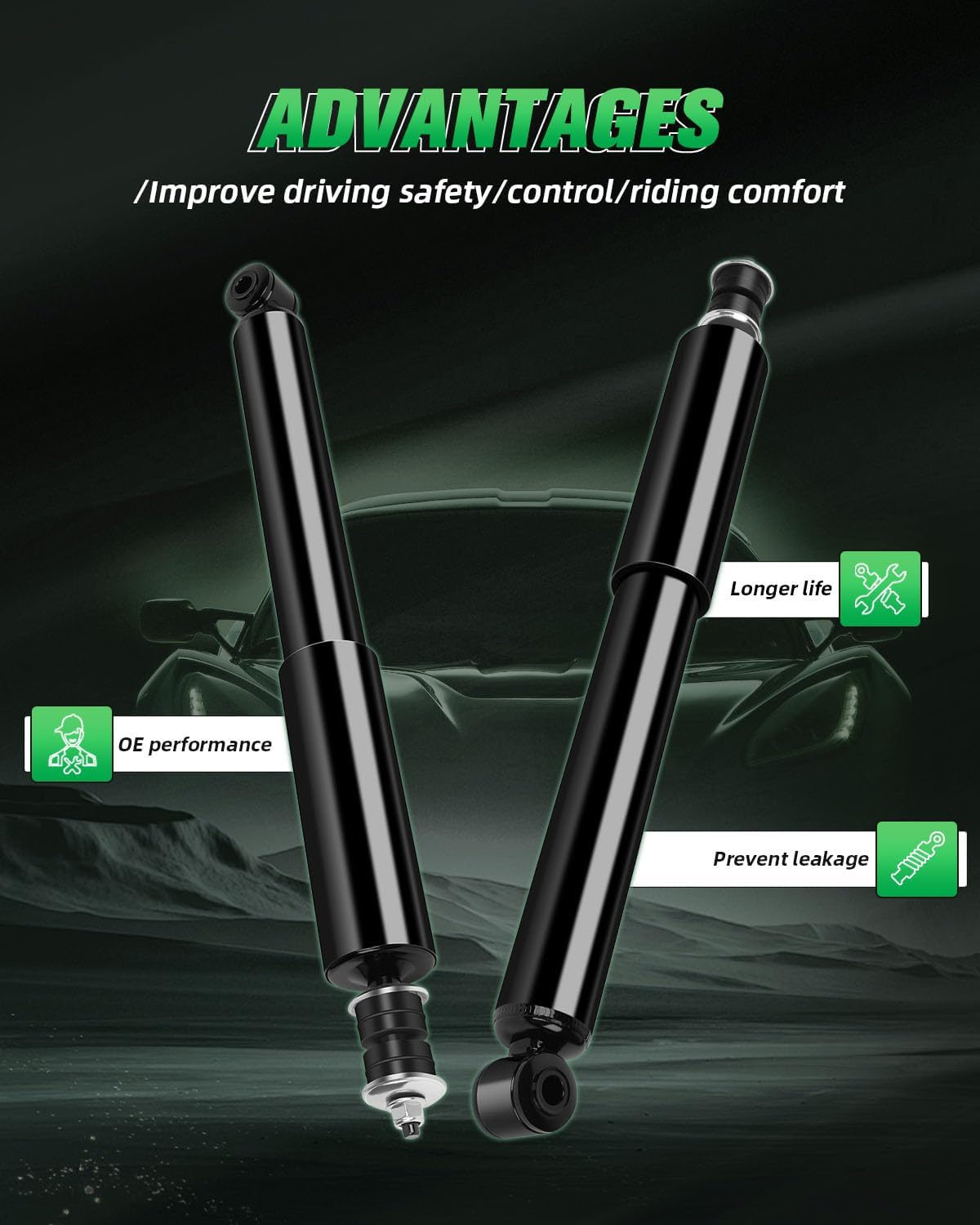 SCITOO Rear Shocks Set of 2 for Tracker, Shocks and Struts Fits 98 99 00 01 02 03 04 for Chevy Tracker,99-05 for Suzuki Grand Vitara,99 00 01 02 03 04 for Suzuki Vitara,96 97 98 for Suzuki X-90