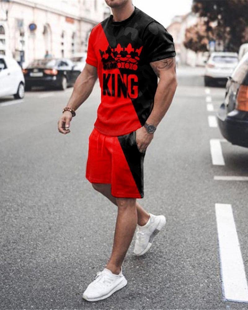 Chándal de verano para hombre, casual, deportivo, camiseta, conjunto de 2 piezas, ropa deportiva transpirable, 10, M