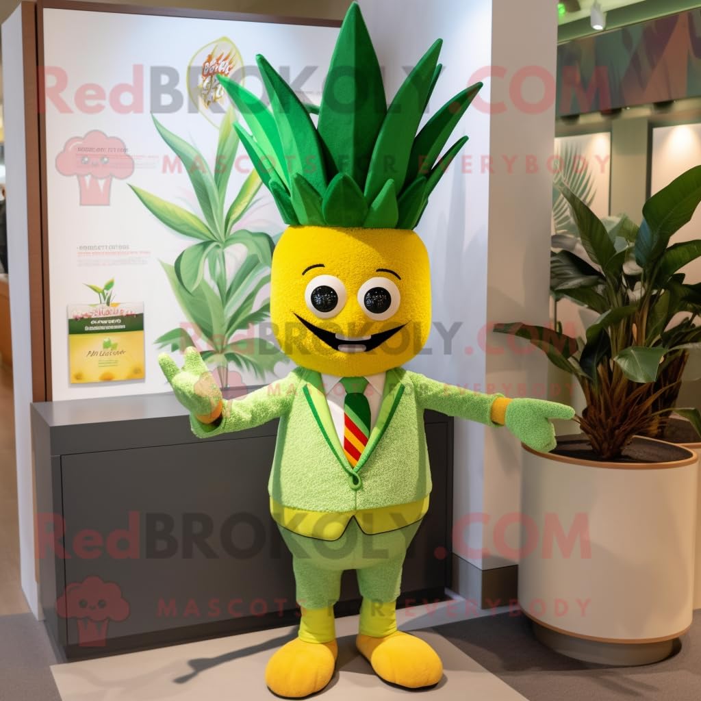 REDBROKOLY Olive Pineapple mascot costume character dressed with a Rash Guard and Cufflinks